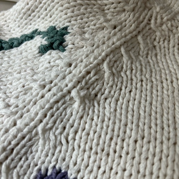 VINTAGE ARLANDO 90s Y2K Chunky Knit Oversized Floral Sweater Cotton M - Picture 9 of 12